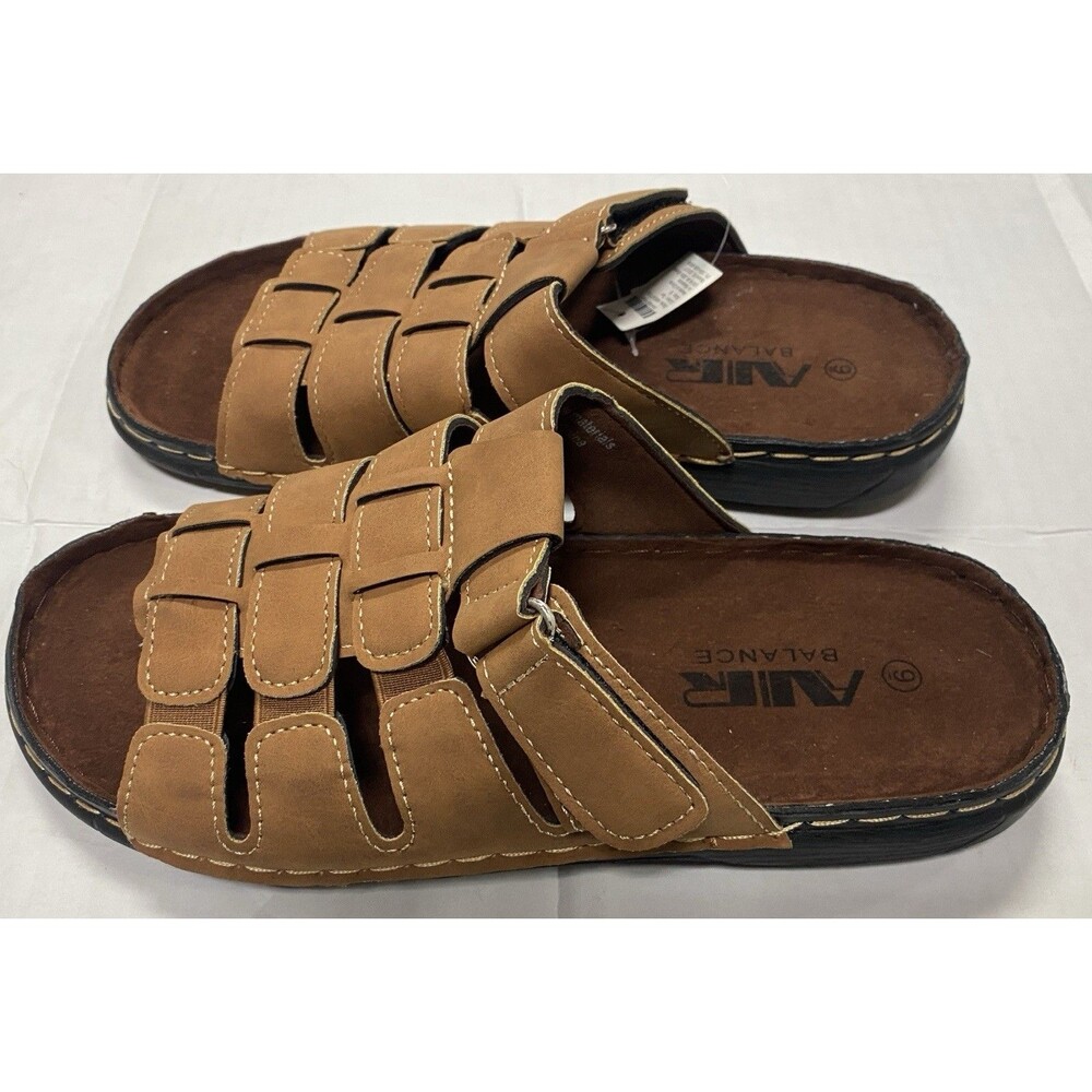 Air Balance Faux Leather Flip Flops Slide Men’s Size 9 Beach Shoe Sandals
